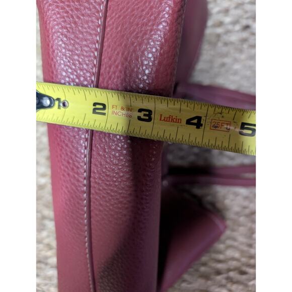 BCBG Paris Red Pebbled Faux Leather Open Shoulder Tote Bag & Crossbody Bag - Picture 10 of 16